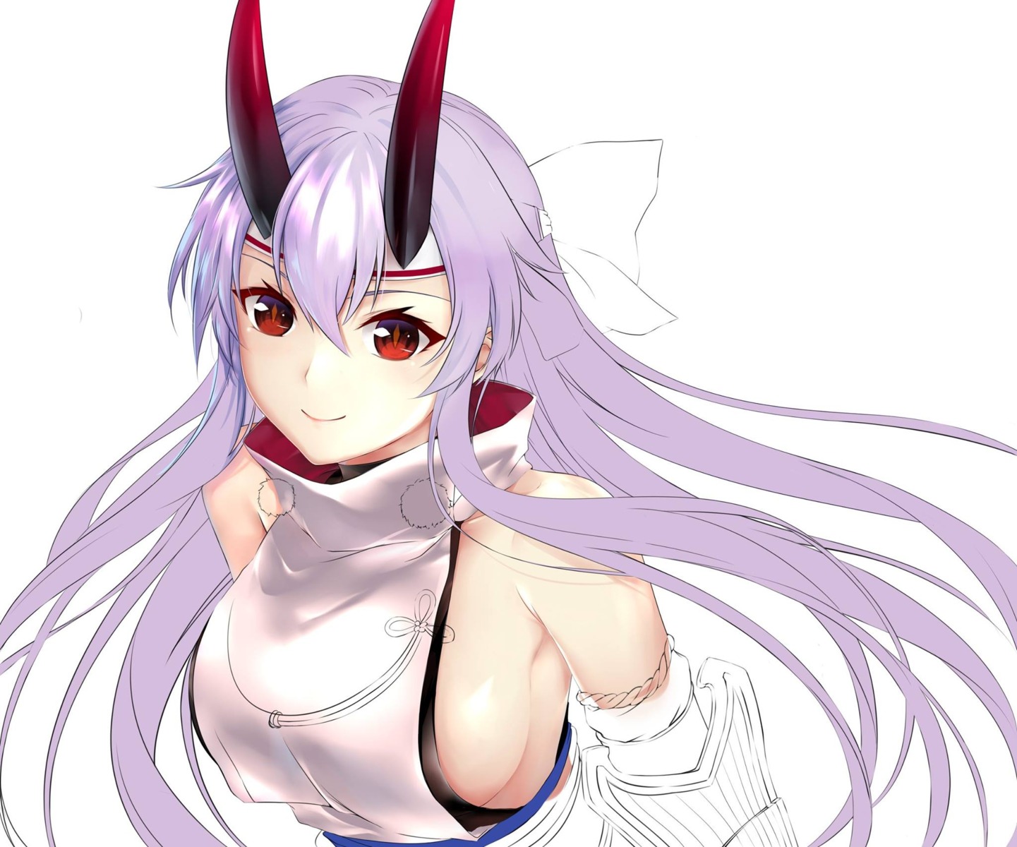 armor fate/grand_order horns japanese_clothes rei_kun sketch tomoe_gozen_(fate/grand_order)