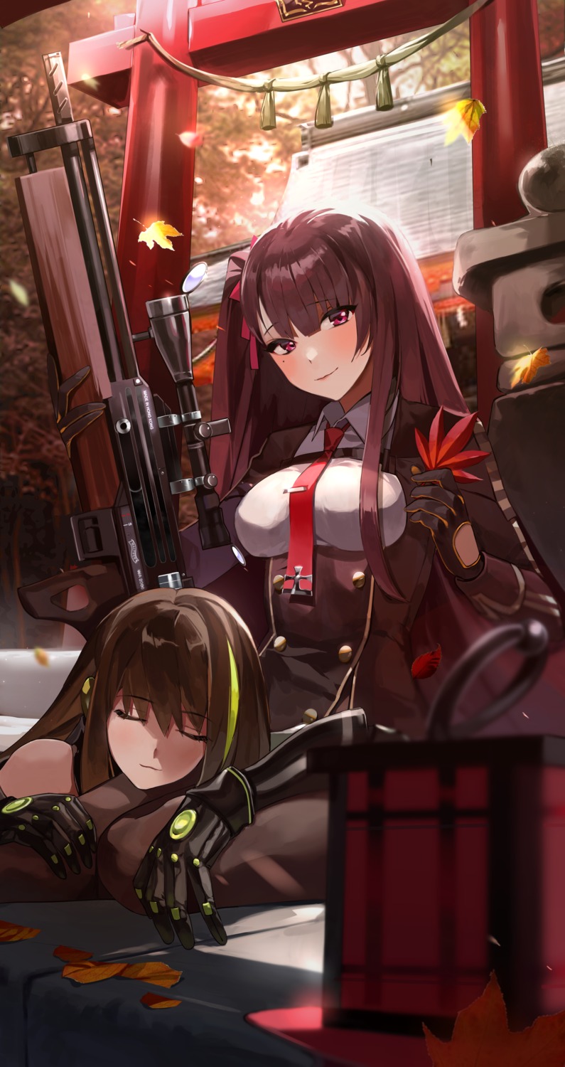 girls_frontline gun m4a1_(girls_frontline) moko_(moko/moko) pantyhose uniform wa2000_(girls_frontline)