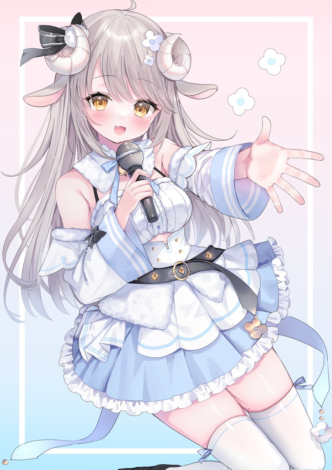 animal_ears detexted hibiya_tsubasa horns indie_virtual_youtuber kabashima_hana thighhighs