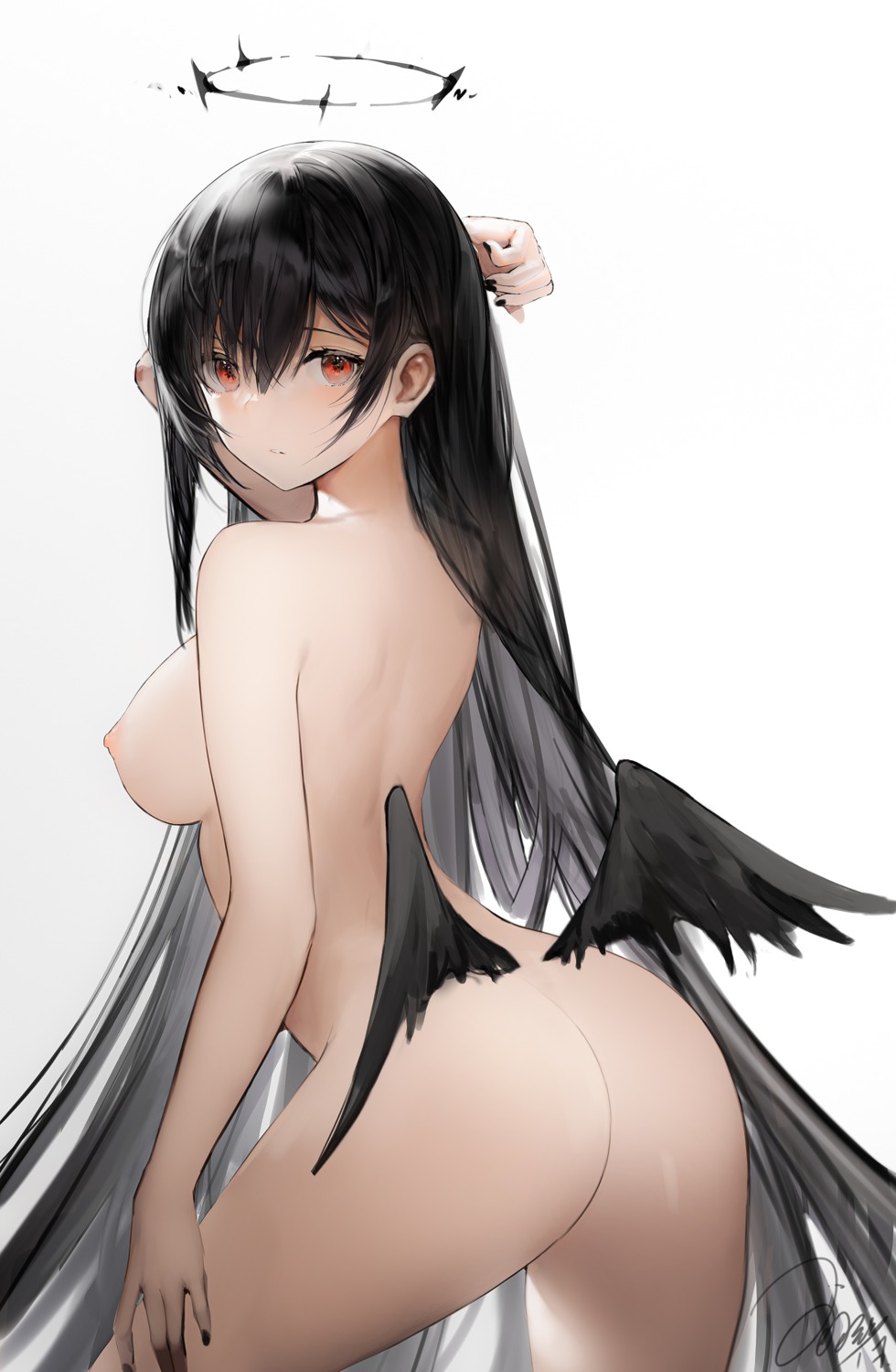 angel ass haori_io naked nipples wings