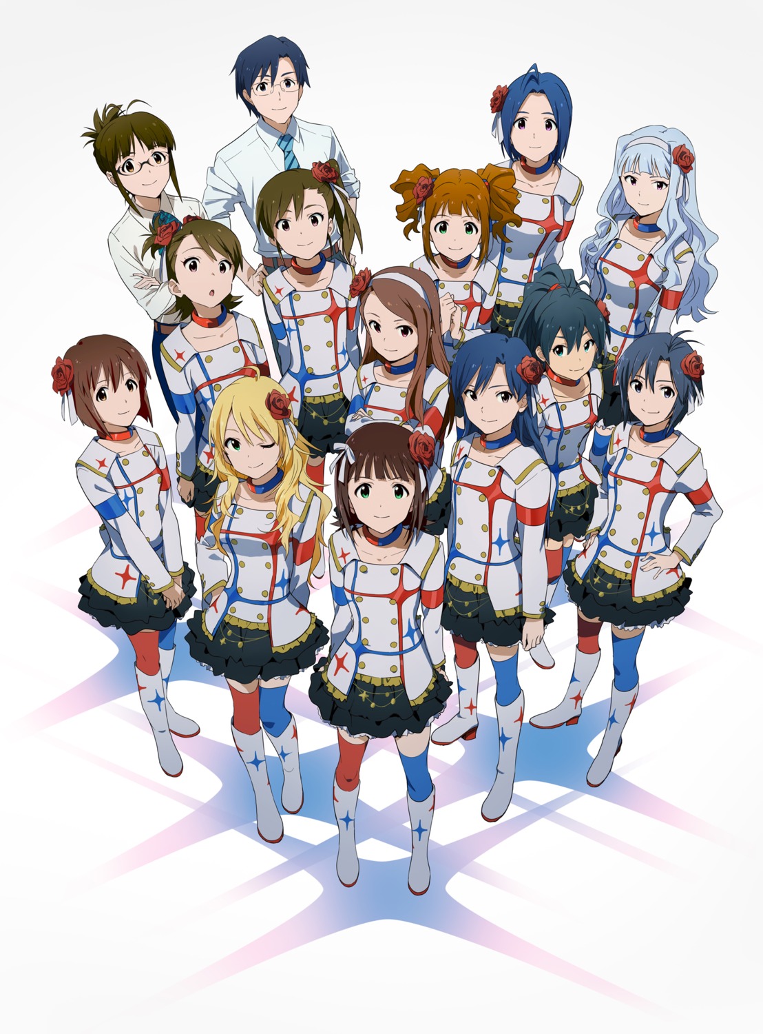 akizuki_ritsuko amami_haruka futami_ami futami_mami ganaha_hibiki hagiwara_yukiho heels hoshii_miki kikuchi_makoto kisaragi_chihaya megane minase_iori miura_azusa producer shijou_takane takatsuki_yayoi the_idolm@ster thighhighs