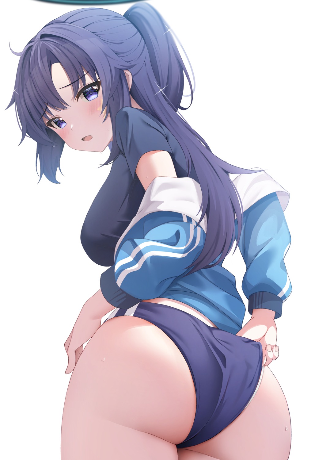 ass blue_archive buruma gym_uniform halo hayase_yuuka rei_(ilust9999) tattoo