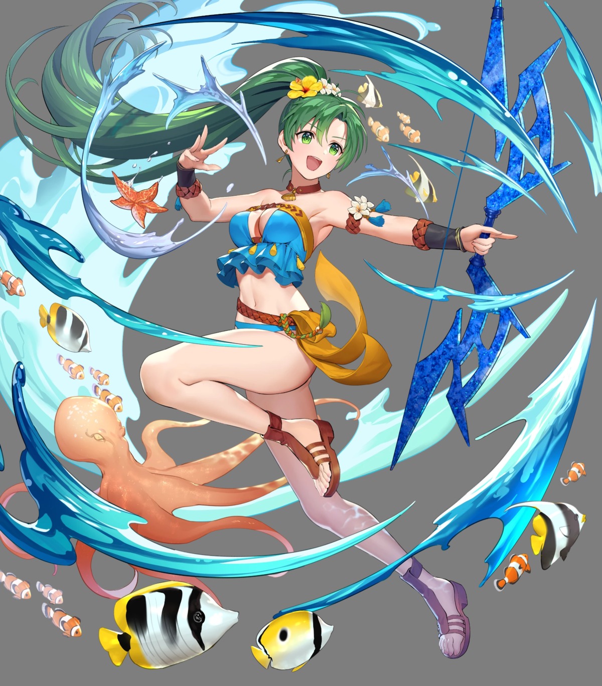 bikini cleavage fire_emblem fire_emblem:_rekka_no_ken fire_emblem_heroes lyndis_(fire_emblem) nintendo swimsuits teffish transparent_png weapon