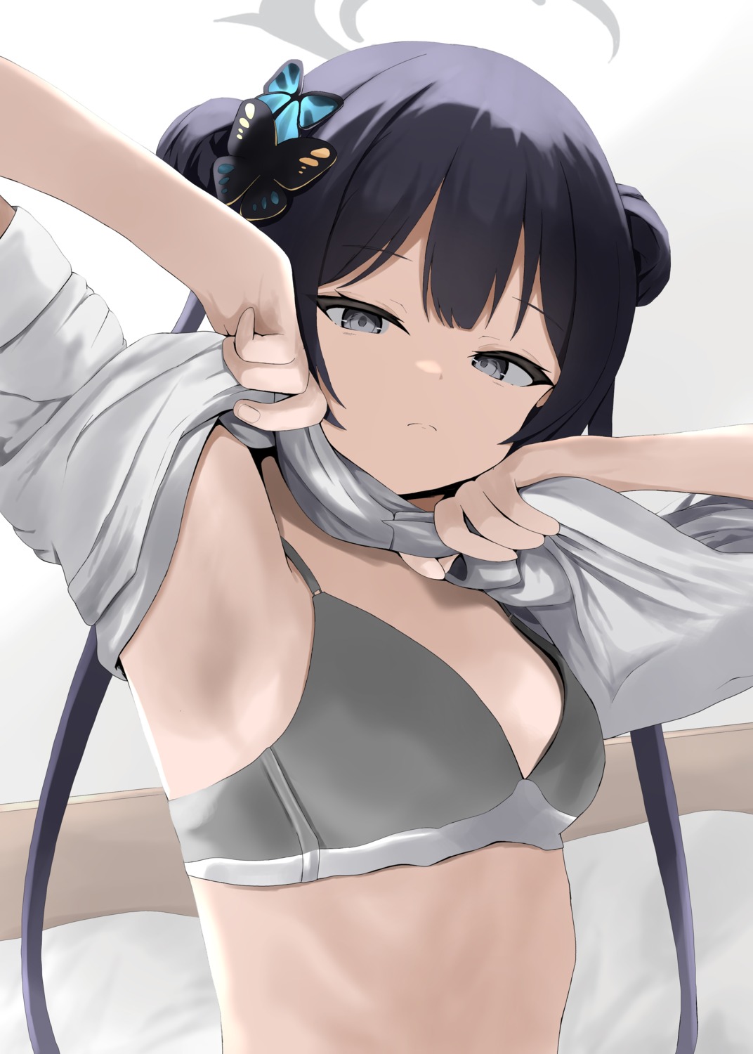 blue_archive bra disuto halo loli ryuuge_kisaki shirt_lift undressing