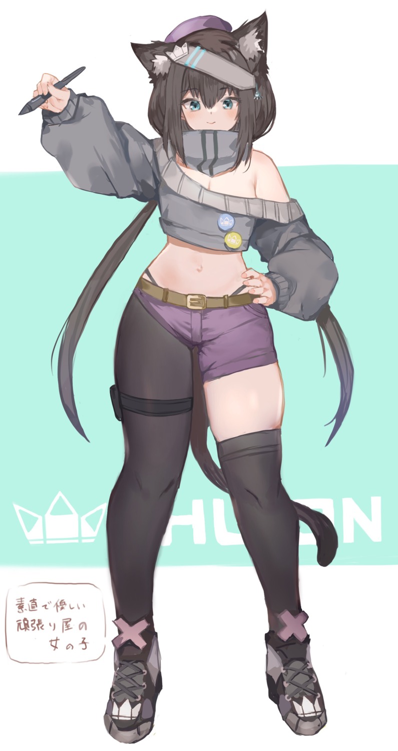 animal_ears garter no_bra open_shirt sorotu sweater tail thighhighs