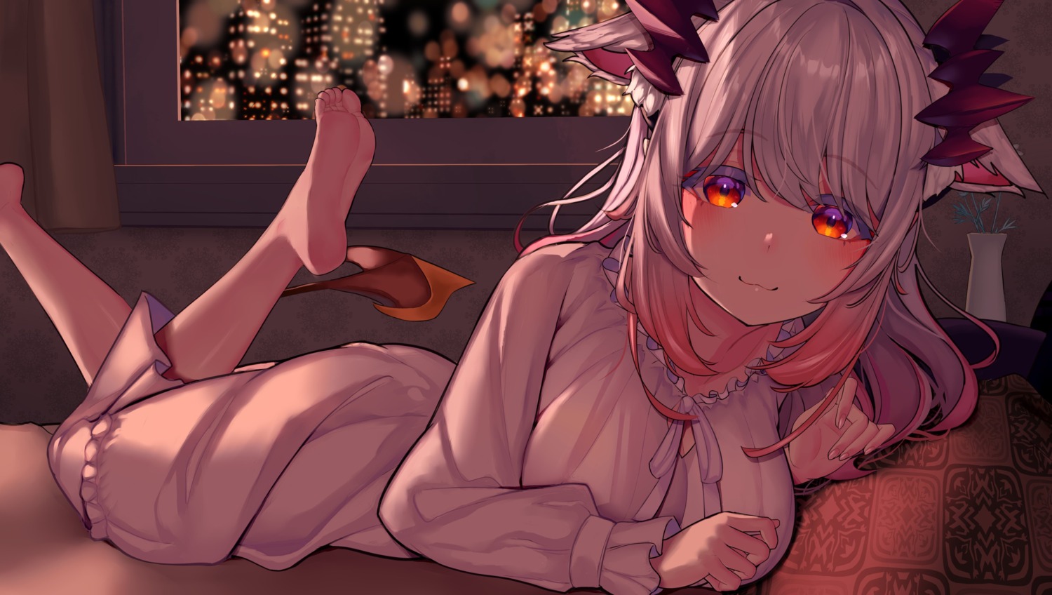 animal_ears feet futayamam2 honey_strap horns nanashi_inc. pajama suou_patra tail