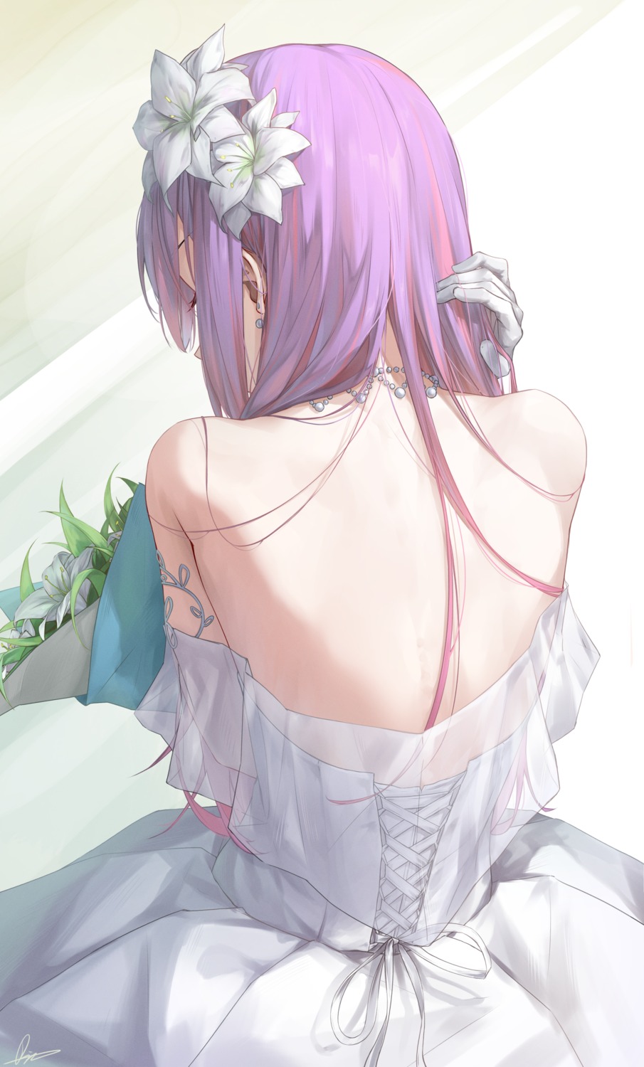 dress gin9684 hololive no_bra see_through tokoyami_towa wedding_dress