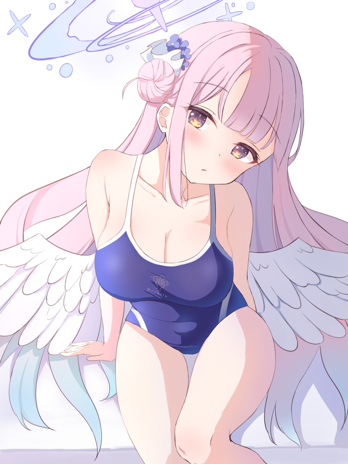 angel blue_archive cleavage dae_(dog-of-maou) misono_mika school_swimsuit swimsuits wings
