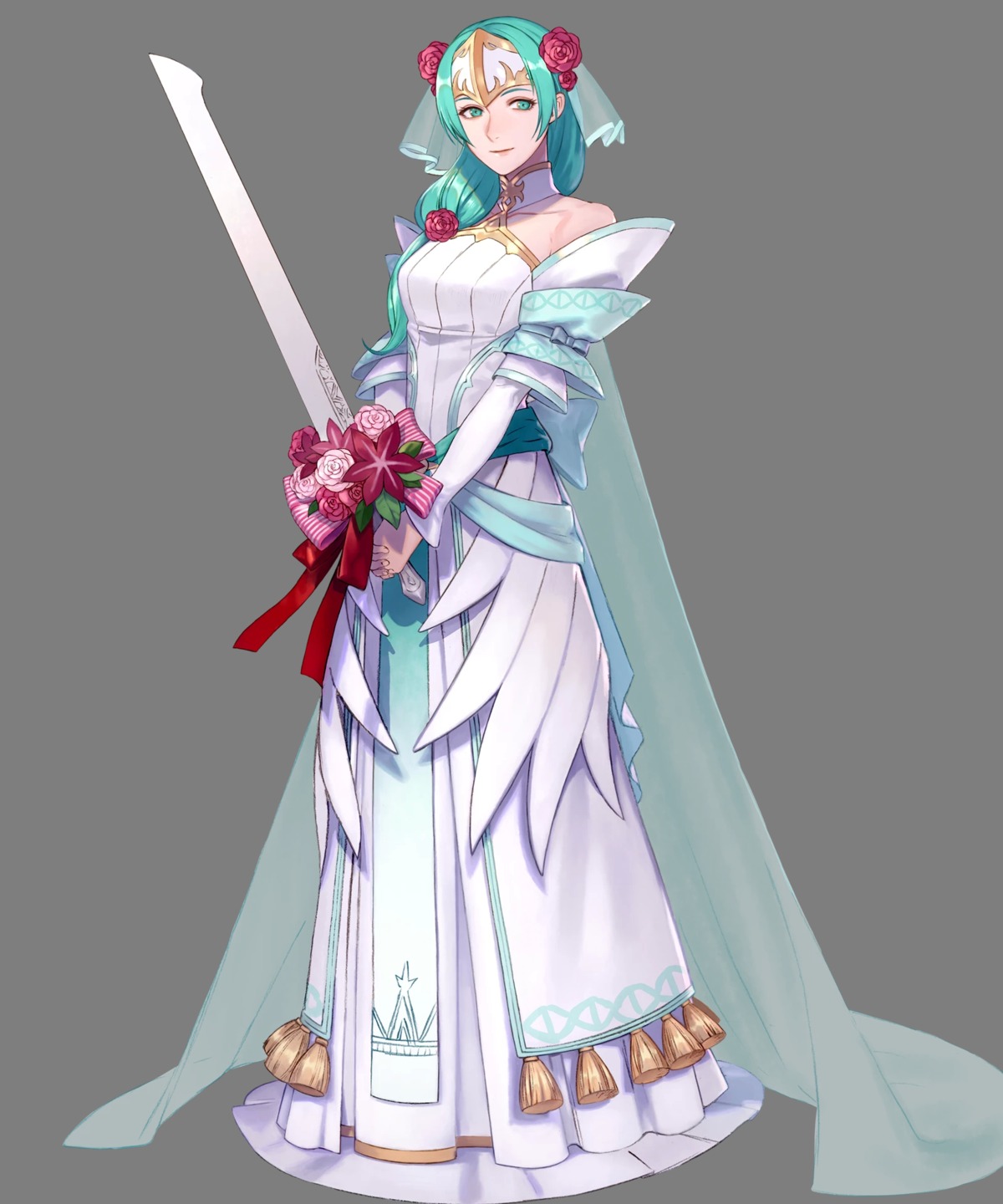 dress fire_emblem fire_emblem:_souen_no_kiseki fire_emblem_heroes nintendo pikomaro sigrun sword transparent_png wedding_dress