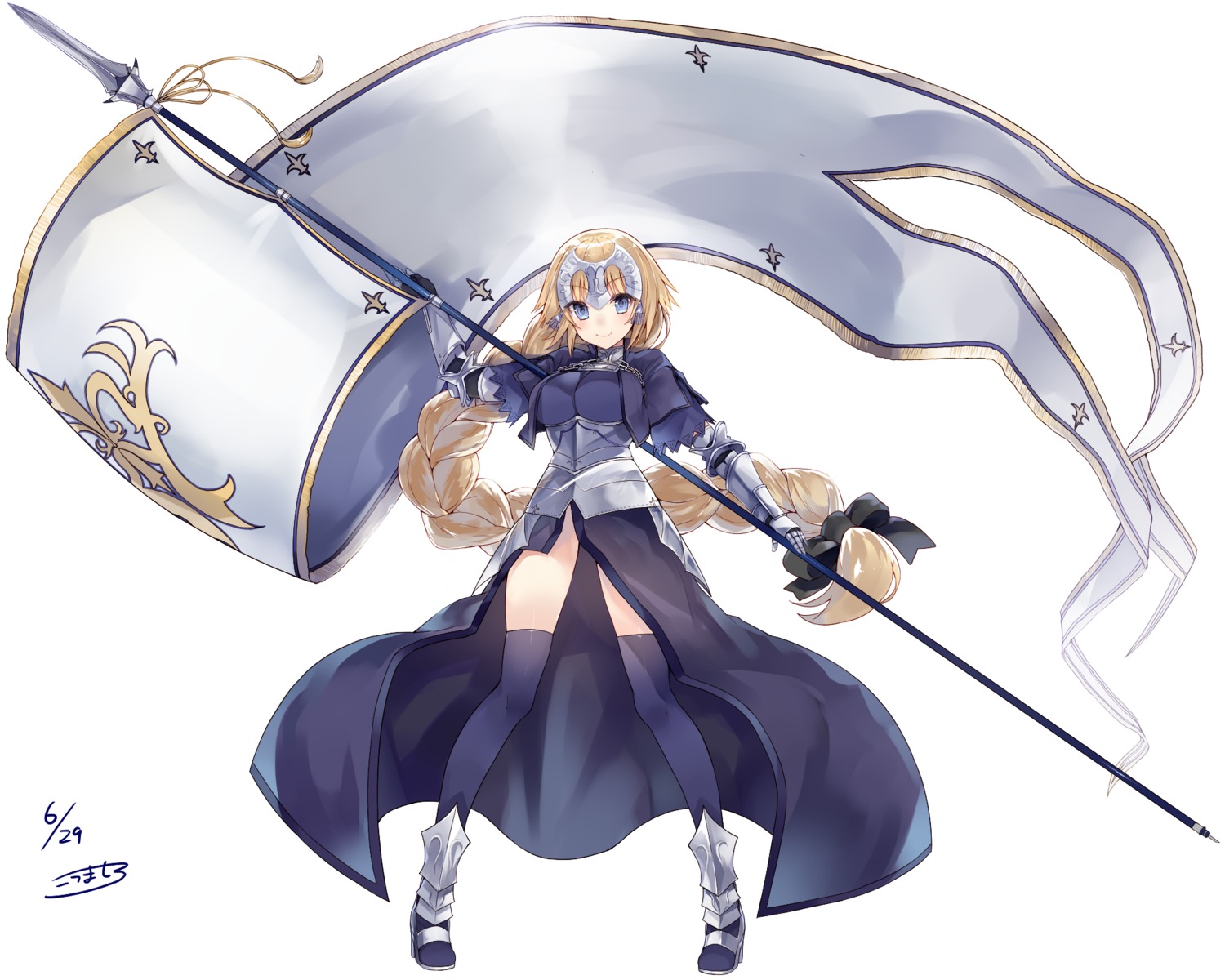 armor fate/apocrypha fate/stay_night heels jeanne_d'arc jeanne_d'arc_(fate) kou_mashiro thighhighs weapon