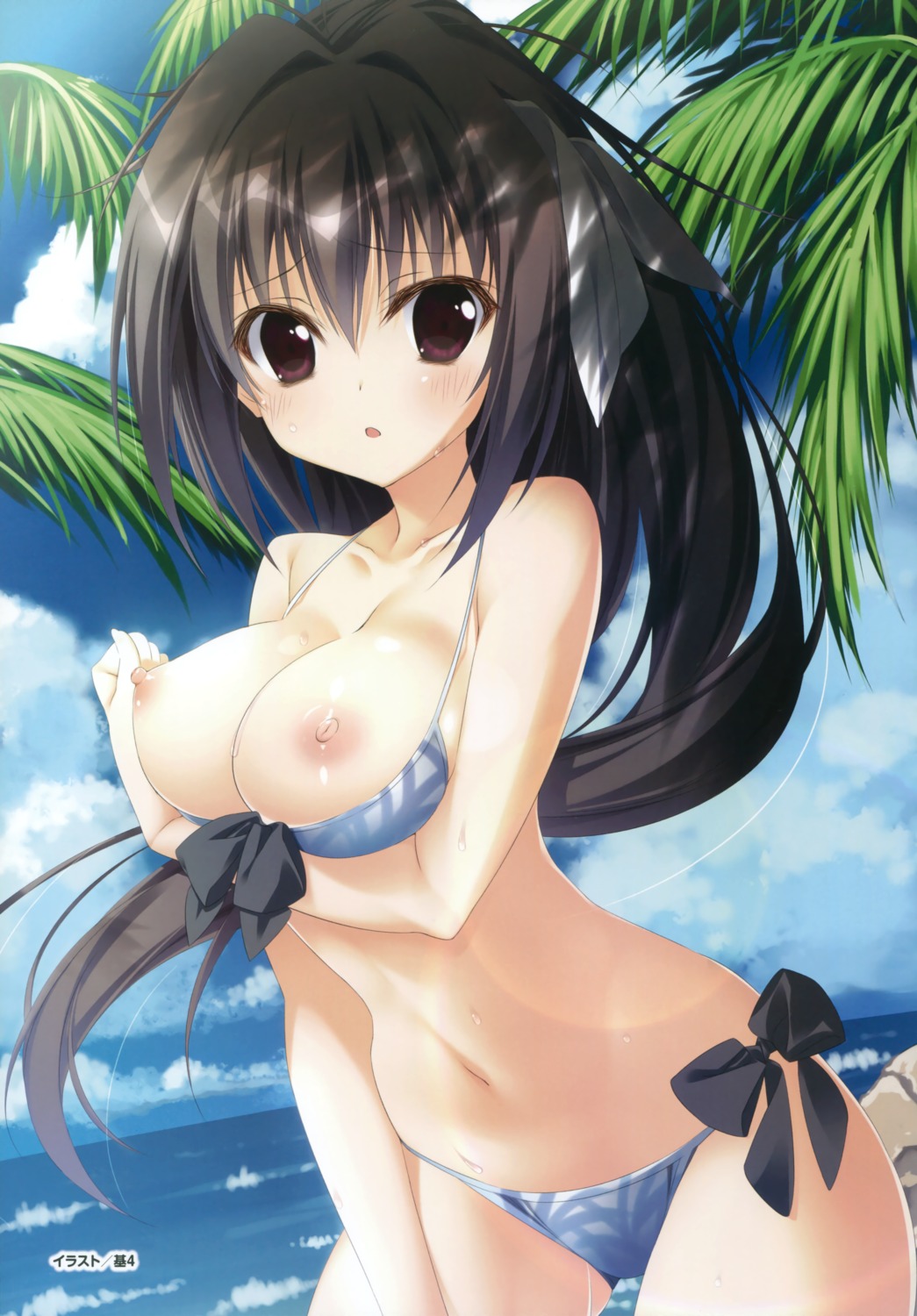 bikini breast_hold breasts kawachino_suzuna makura motoyon nipples sakura_no_uta swimsuits
