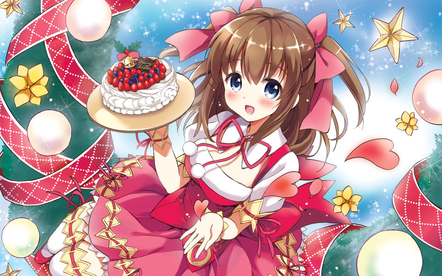 berry's christmas houkou_yuuka thighhighs tsukako waitress wallpaper