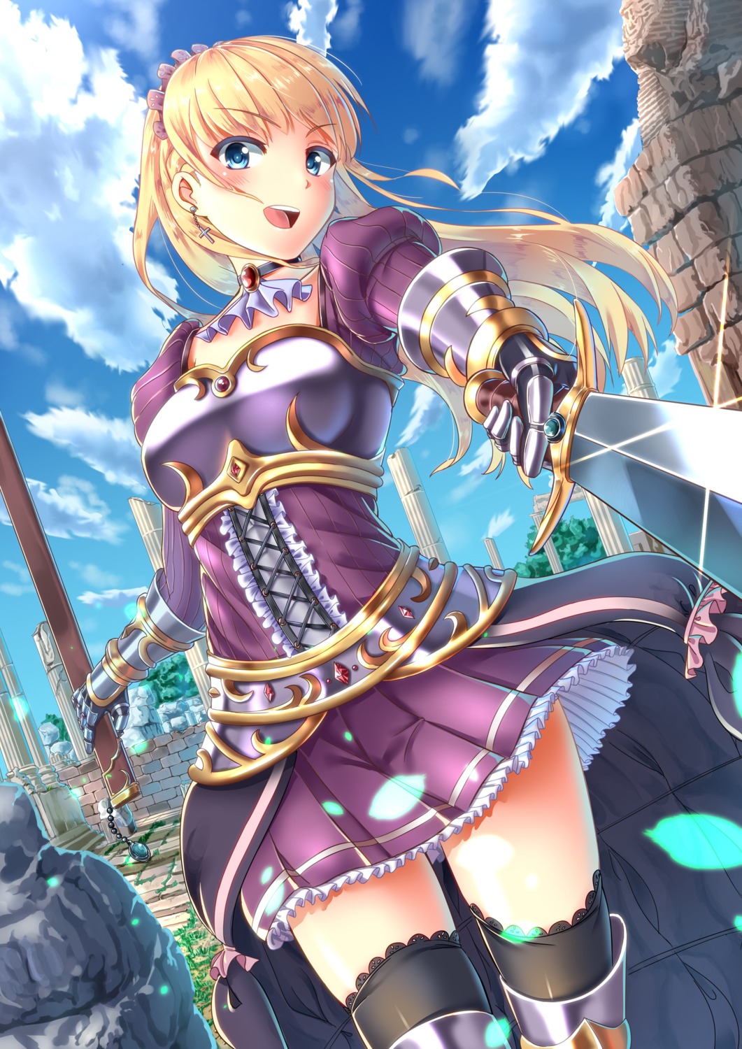 armor dress nosa sword thighhighs