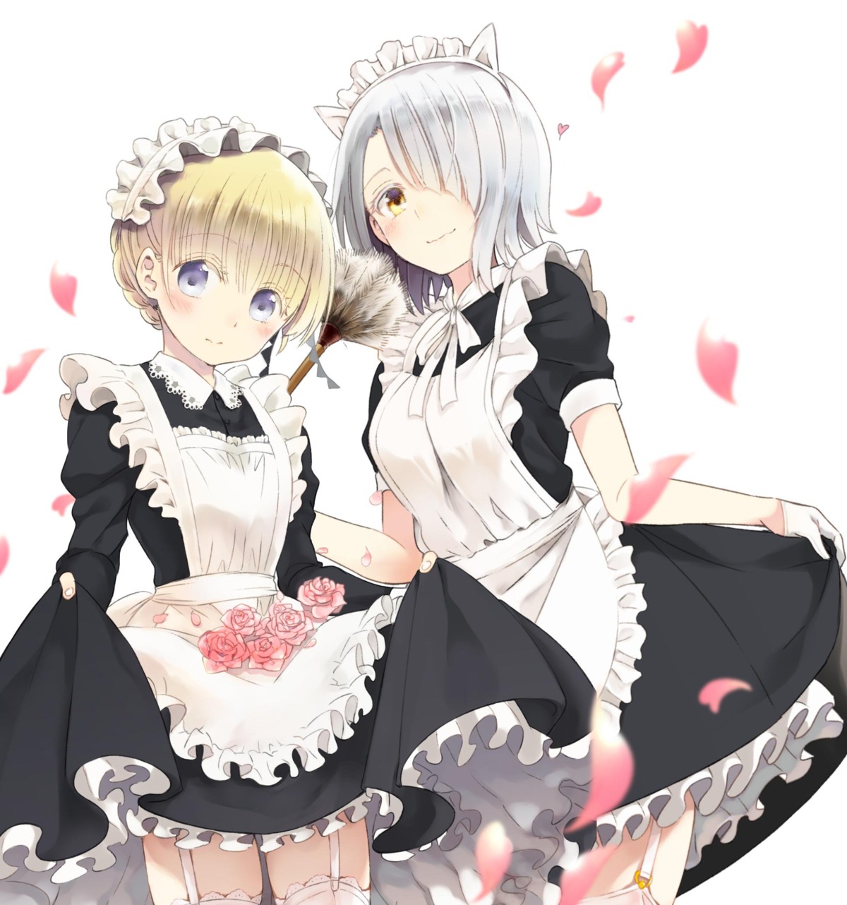 animal_ears chartreux_westia juliet_persia kaneda_yousuke kishuku_gakkou_no_juliet maid nekomimi skirt_lift stockings thighhighs