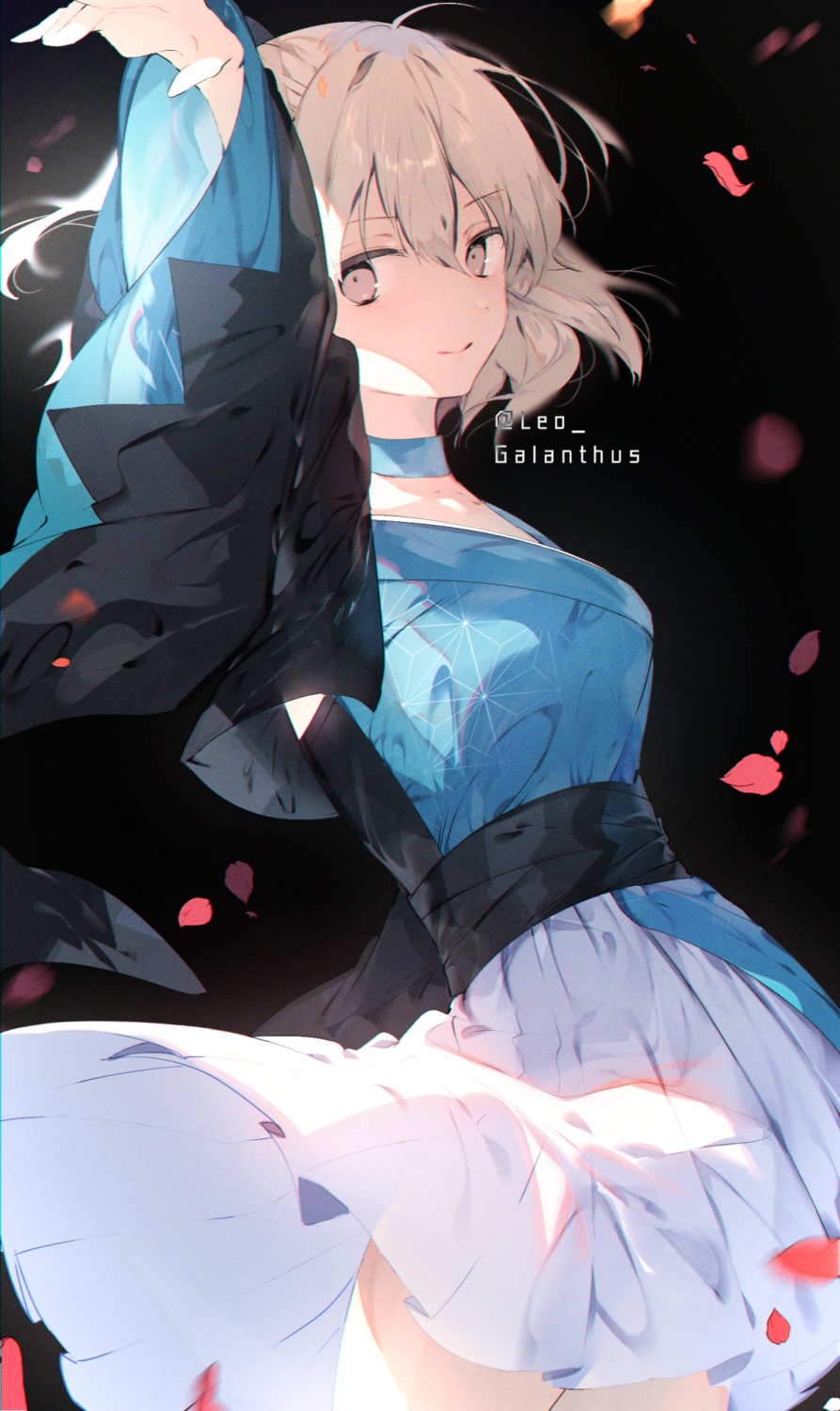 fate/grand_order japanese_clothes leo_(feeling_goooood) okita_souji_(fate) skirt_lift