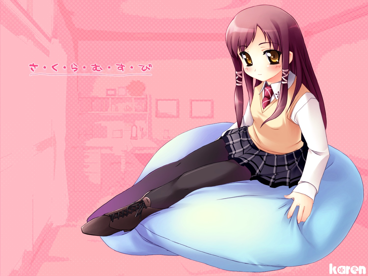 cuffs pantyhose sakura_musubi sera_karen wallpaper