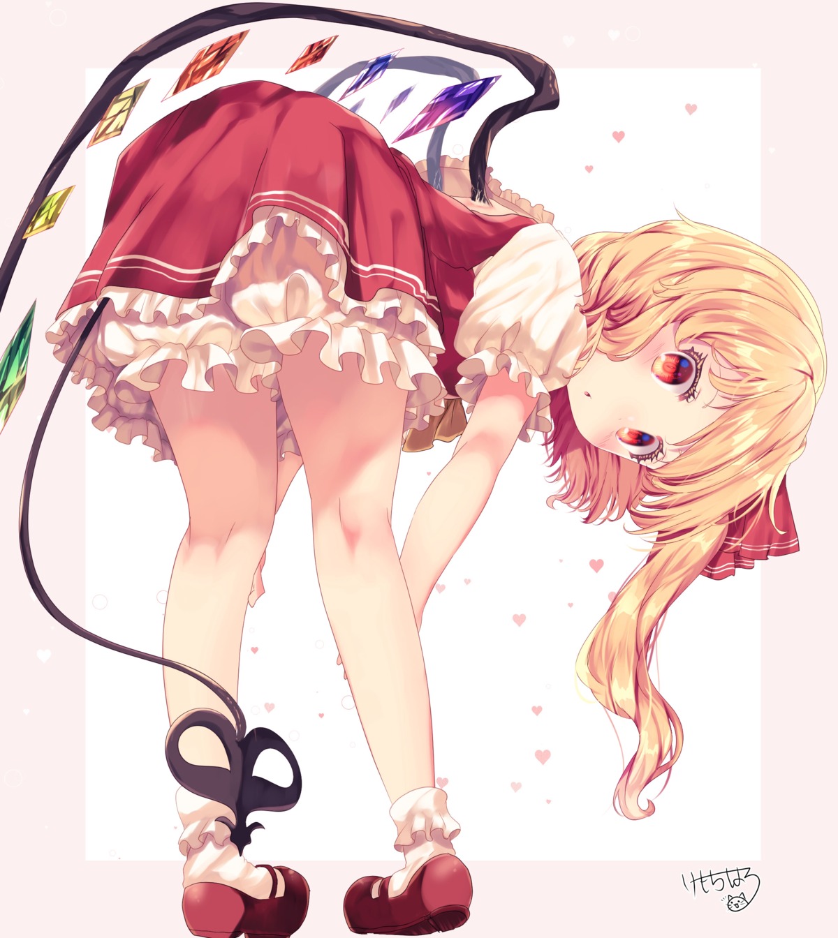ass bloomers flandre_scarlet kemo_chiharu skirt_lift tail touhou wings