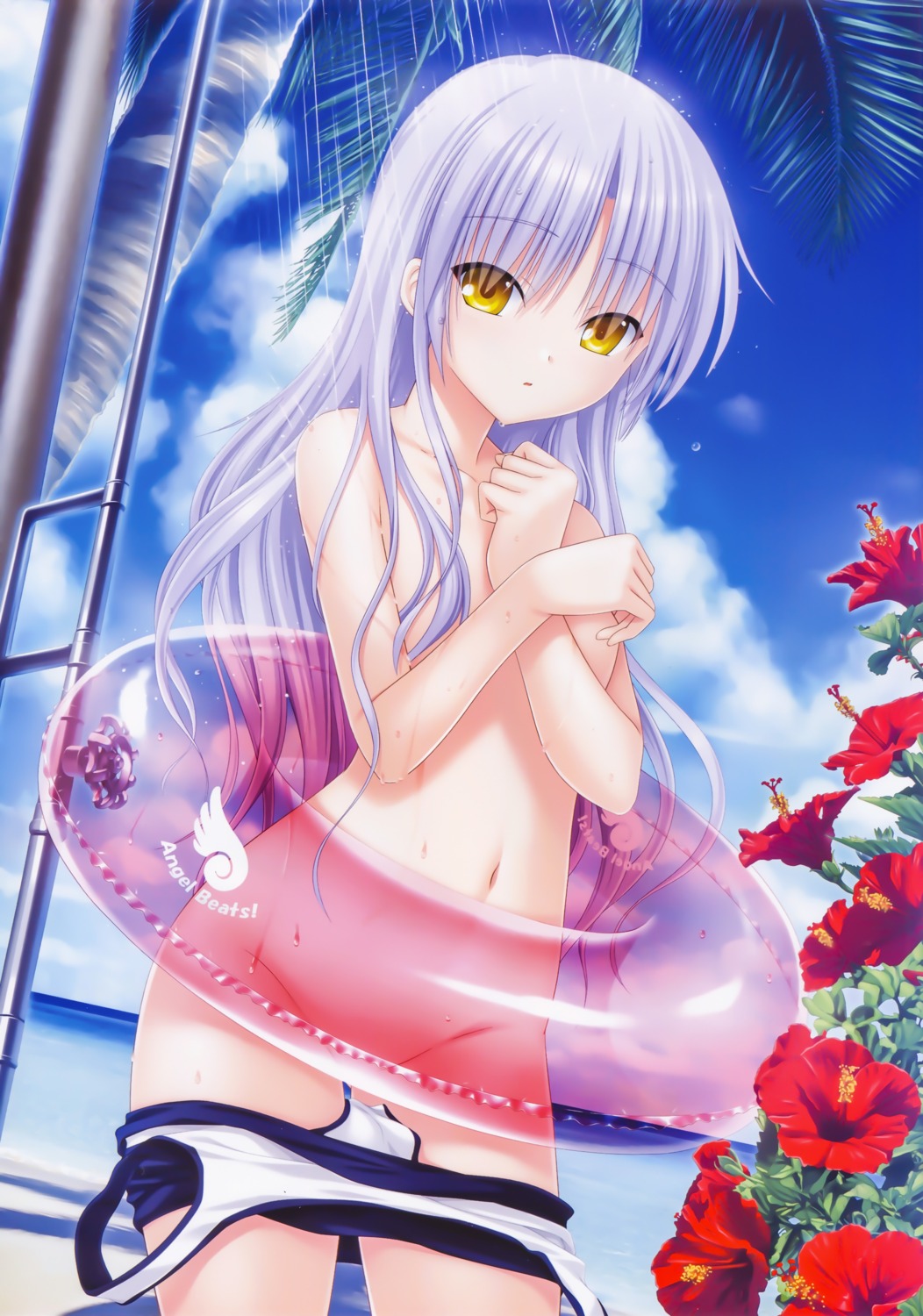 angel_beats! breast_hold key na-ga school_swimsuit swimsuits tachibana_kanade topless wet