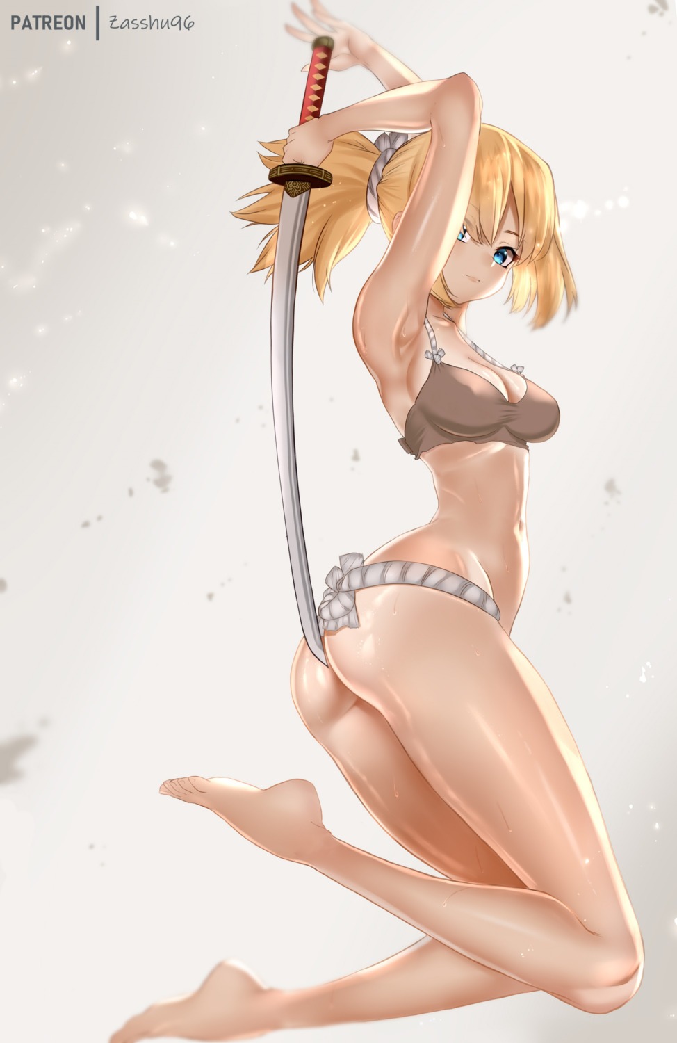 ass bra cleavage dr._stone fundoshi kohaku_(dr._stone) sword thong zasshu