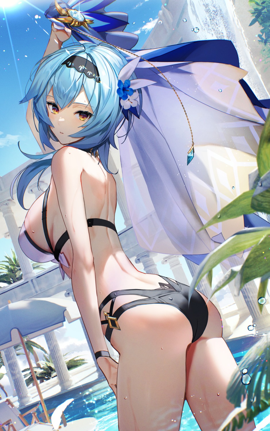 ass bikini eula genshin_impact scottie swimsuits thong wet