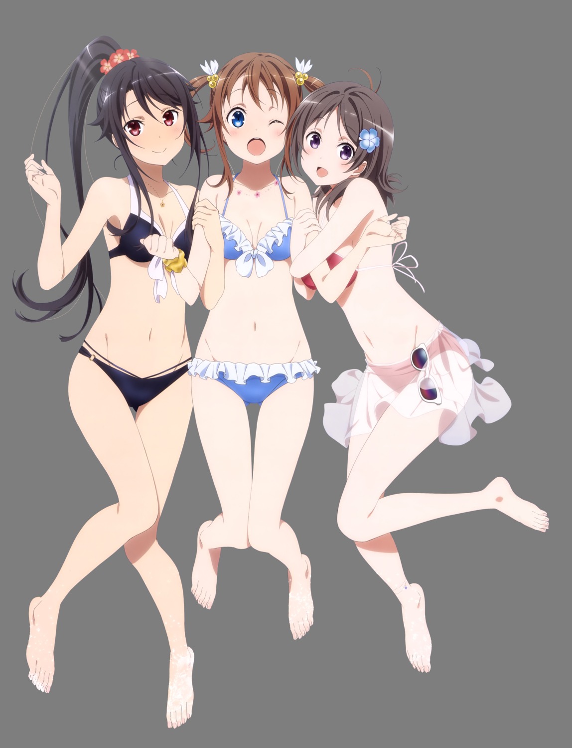 bikini china_moeka cleavage high_school_fleet megane misaki_akeno munetani_mashiro see_through swimsuits tanaka_shiori transparent_png wet