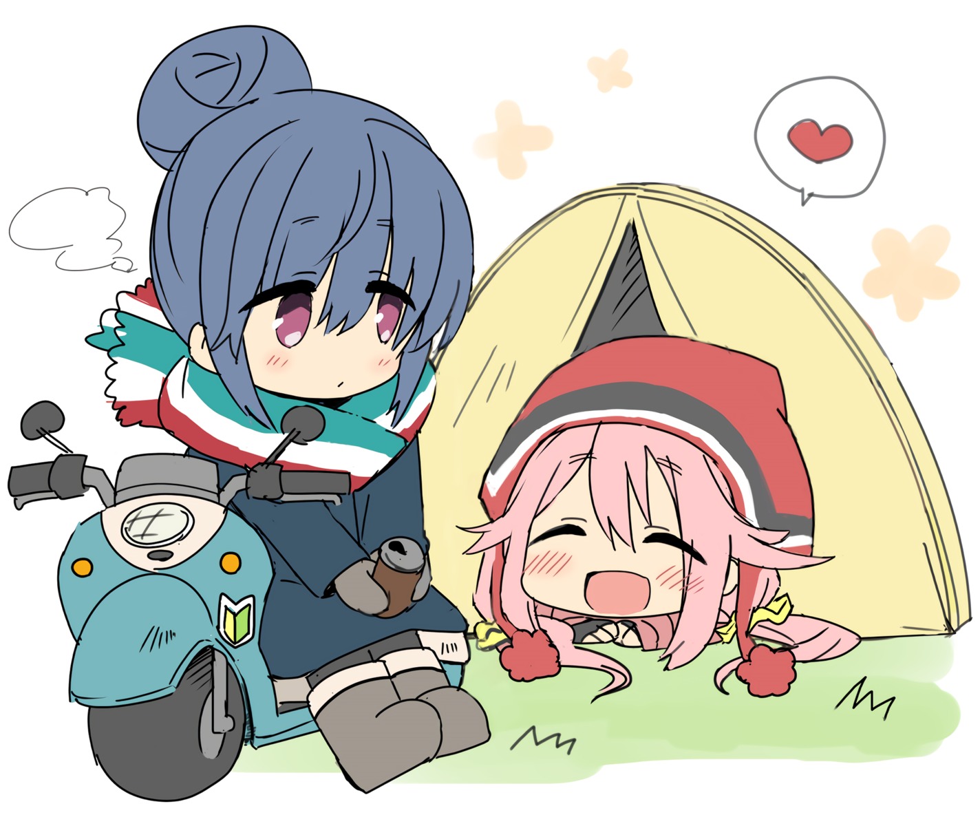 hizuki_yayoi kagamihara_nadeshiko shima_rin yurucamp