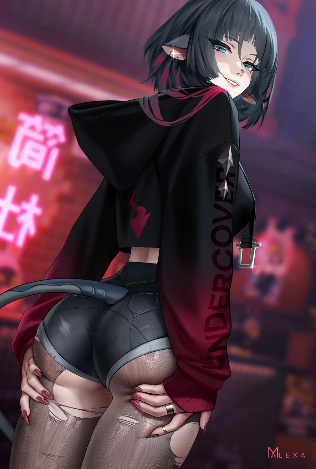 animal_ears ass jane_doe m_alexa pantyhose tail torn_clothes zenless_zone_zero