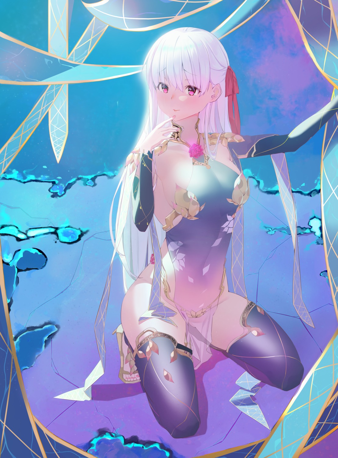 armor bikini_armor dress fate/grand_order heels kama_(fate/grand_order) see_through sinceice thighhighs