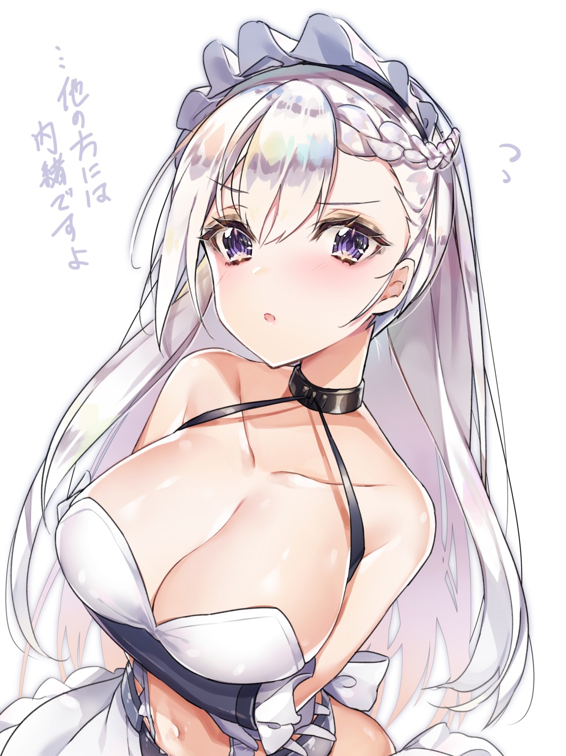 azur_lane belfast_(azur_lane) breast_hold cleavage maid yayoichi_(yoruyoru108)