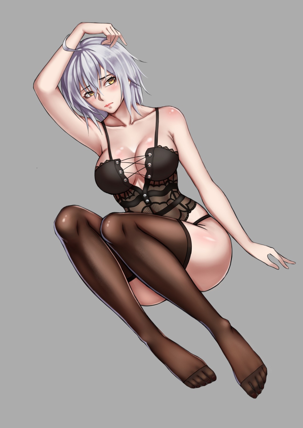 cleavage fate/grand_order jeanne_d'arc jeanne_d'arc_(alter)_(fate) lingerie pantsu see_through thighhighs xiao_gen