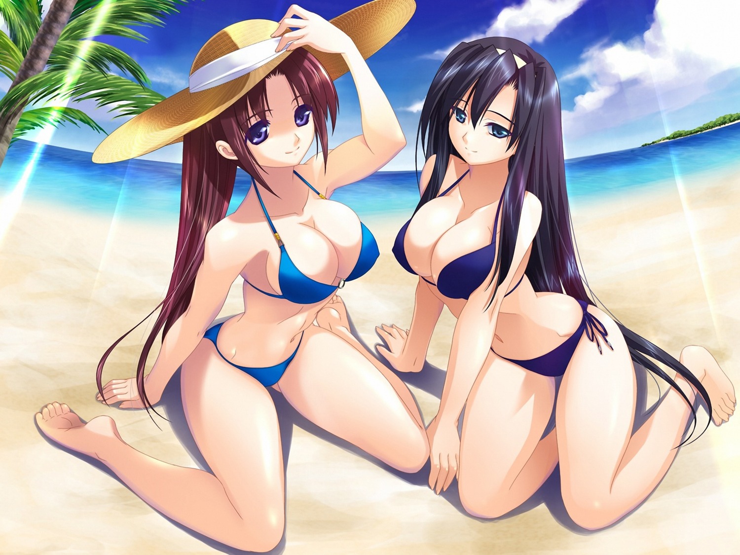 aneimo aneimo_2_h's bikini cleavage erect_nipples feet kirishima_miduki shinonome_kazuhiko shirakawa_saori swimsuits