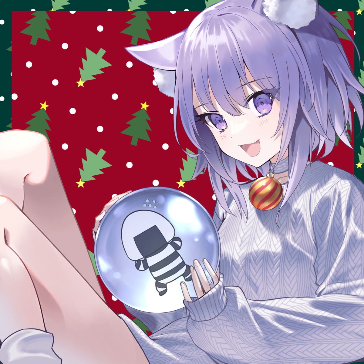 animal_ears christmas hololive hololive_gamers mamima nekomata_okayu nekomimi sweater