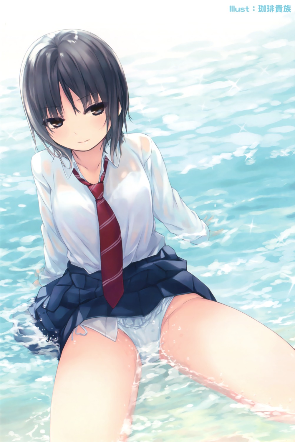 aoyama_sumika coffee-kizoku pantsu see_through seifuku wet wet_clothes