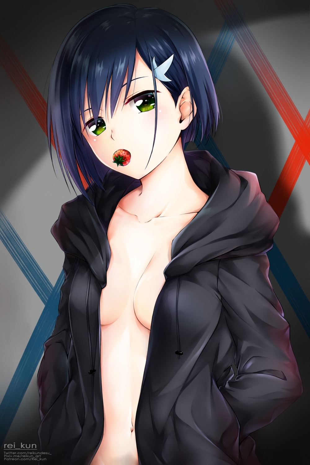 cleavage darling_in_the_franxx ichigo_(darling_in_the_franxx) no_bra open_shirt rei_kun