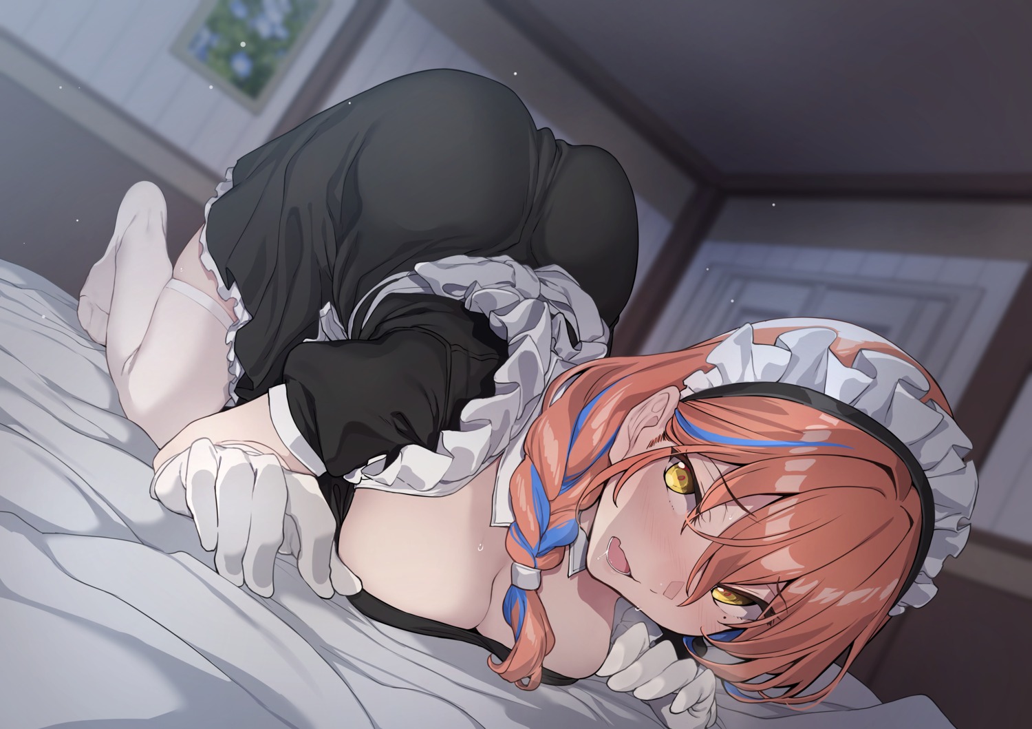 aibare_hinata maid masquerade nagioka no_bra thighhighs wet