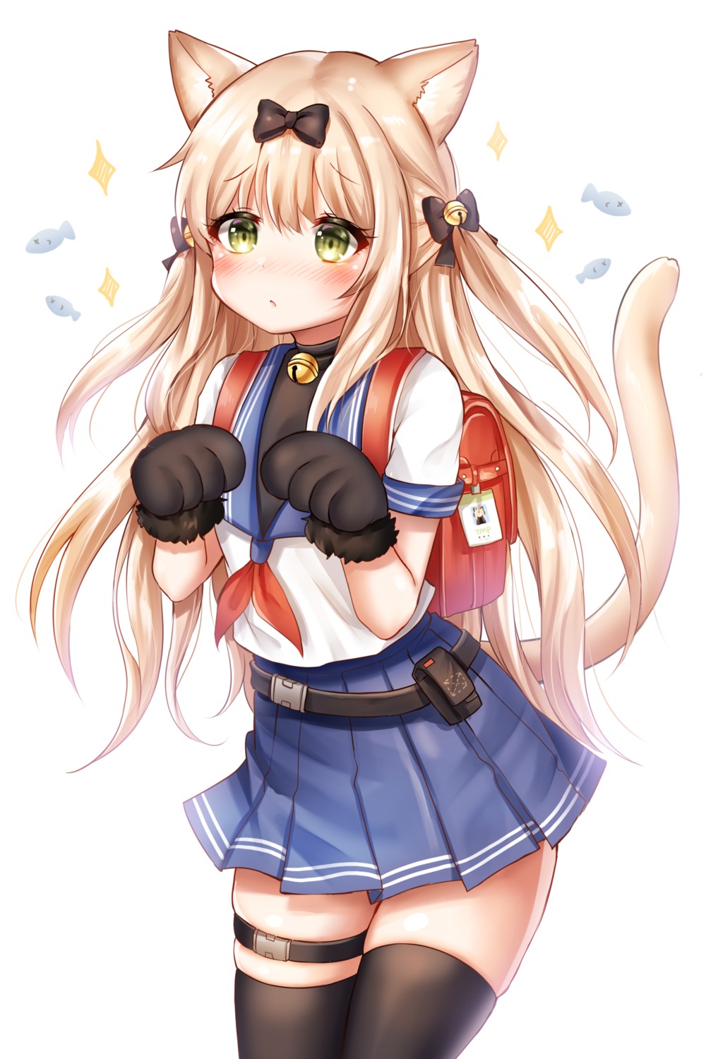 animal_ears garter girls_frontline honyang nekomimi seifuku tail thighhighs tmp_(girls_frontline)