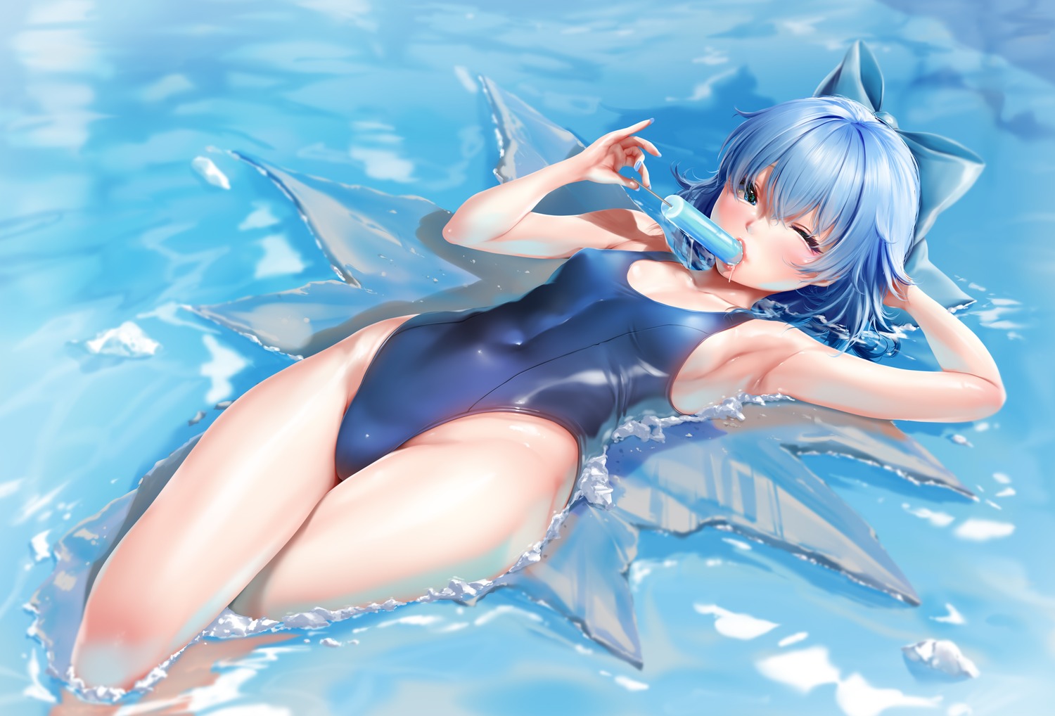 cirno niro swimsuits touhou wet wings