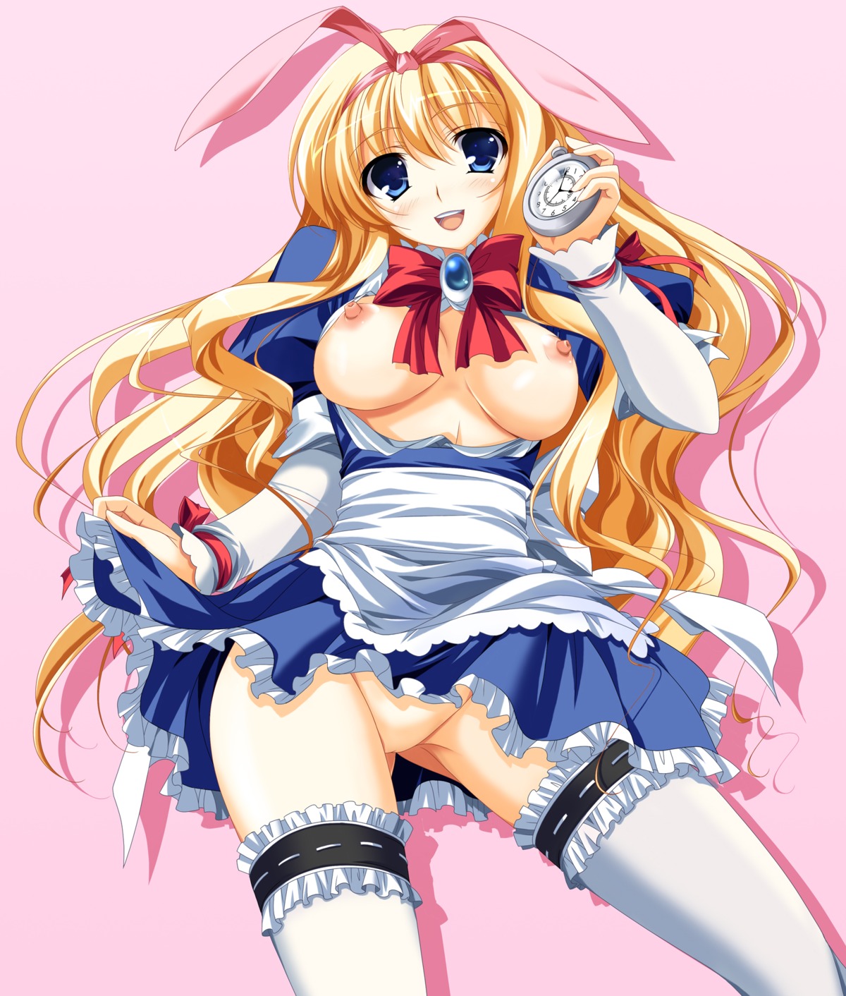 breasts nipples no_bra nopan open_shirt sakuragi_hiroyuki thighhighs