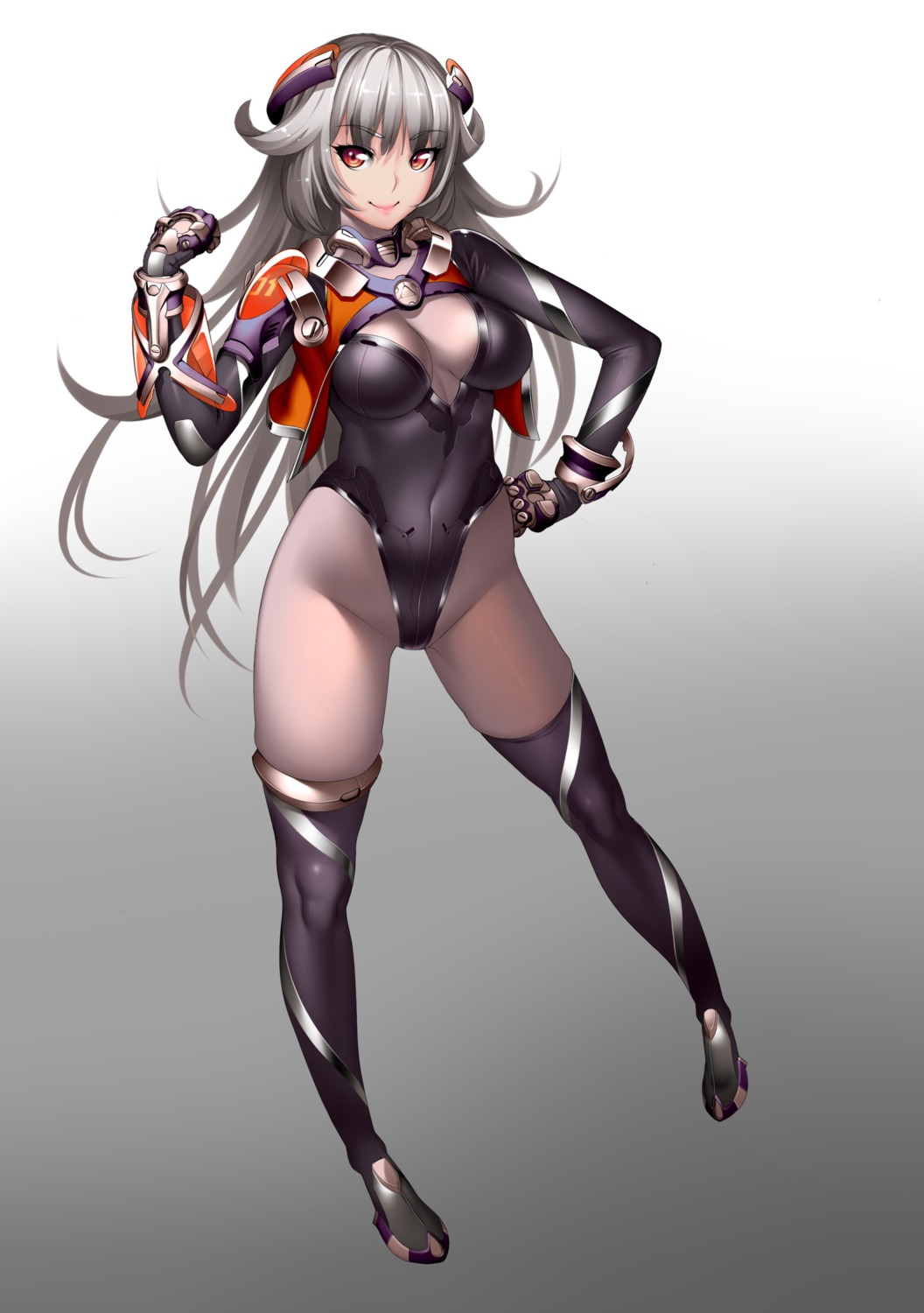 bodysuit cleavage lucknight mecha_musume no_bra nopan thighhighs