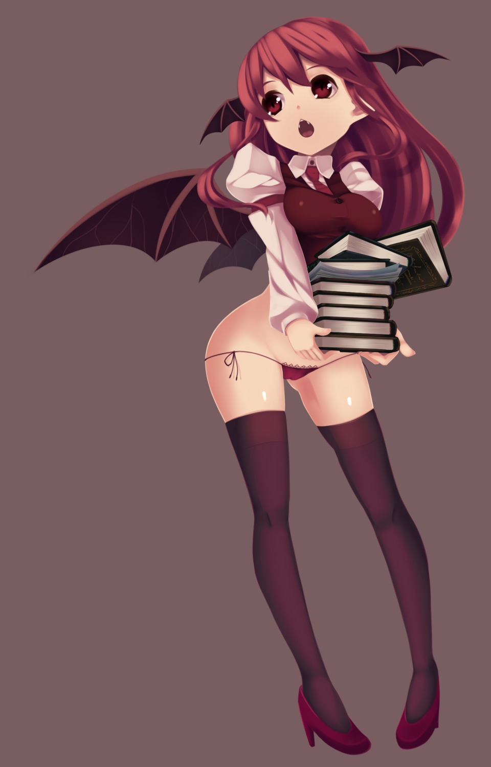 cutting_(mkjtl) koakuma pantsu thighhighs touhou