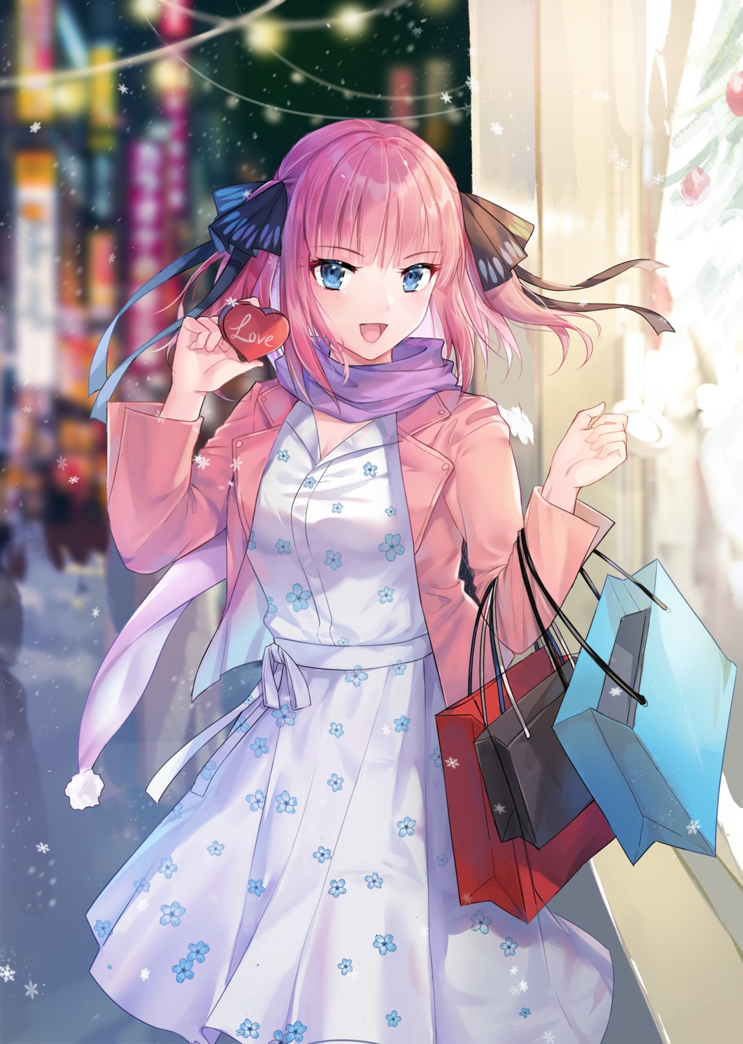 5-toubun_no_hanayome akitsuki_(oenothera) christmas cleavage dress nakano_nino