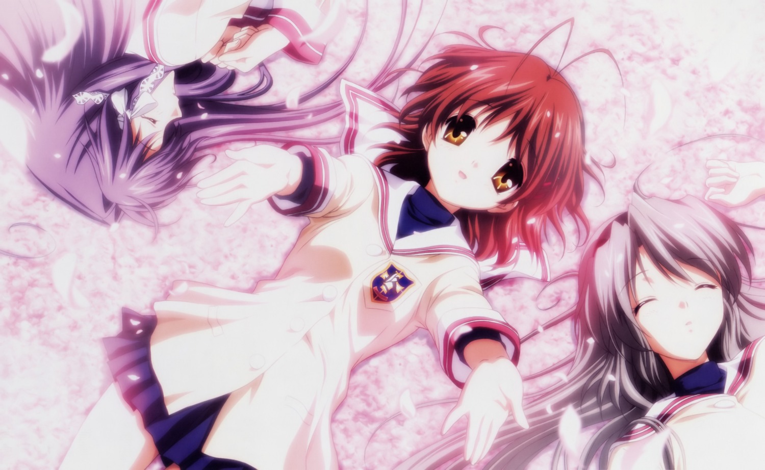 clannad fujibayashi_kyou furukawa_nagisa ikeda_kazumi sakagami_tomoyo seifuku