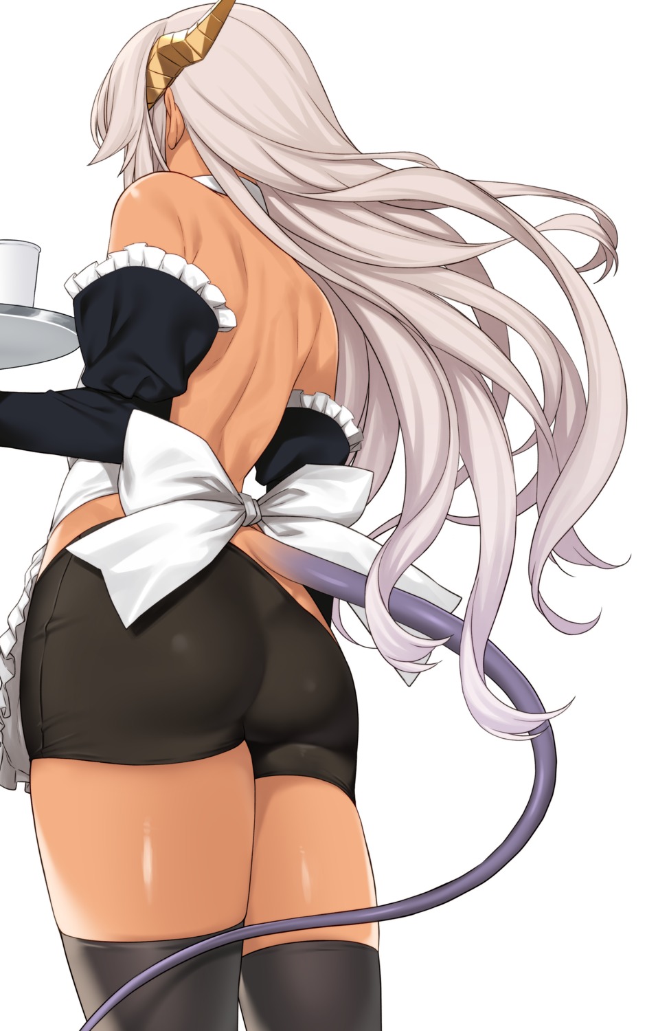 ass athome_shuka bike_shorts enjo_kouhai horns maid no_bra tail takunomi thighhighs ursula_y_ddraig