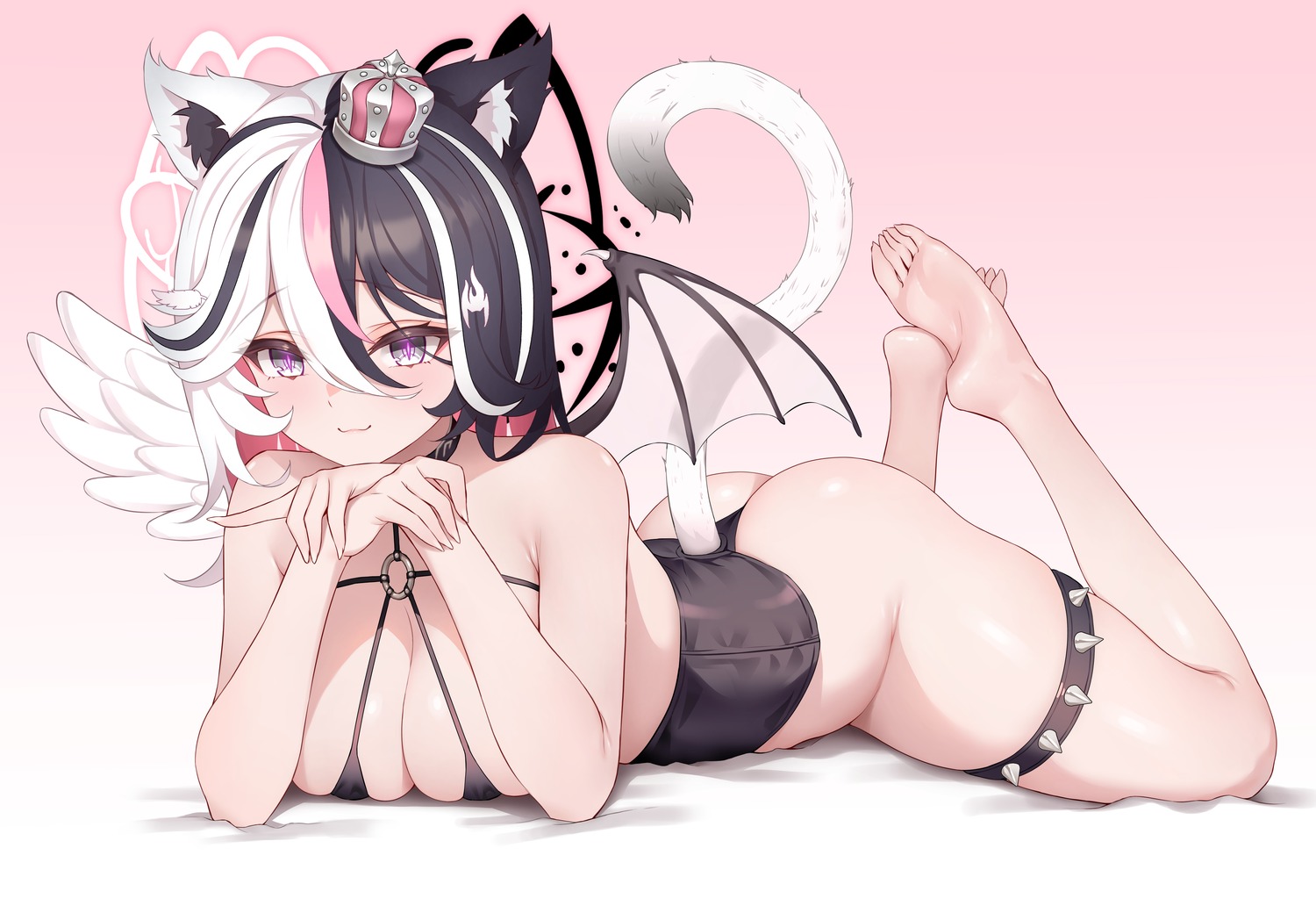 animal_ears bra garter nekomimi secon tail wings