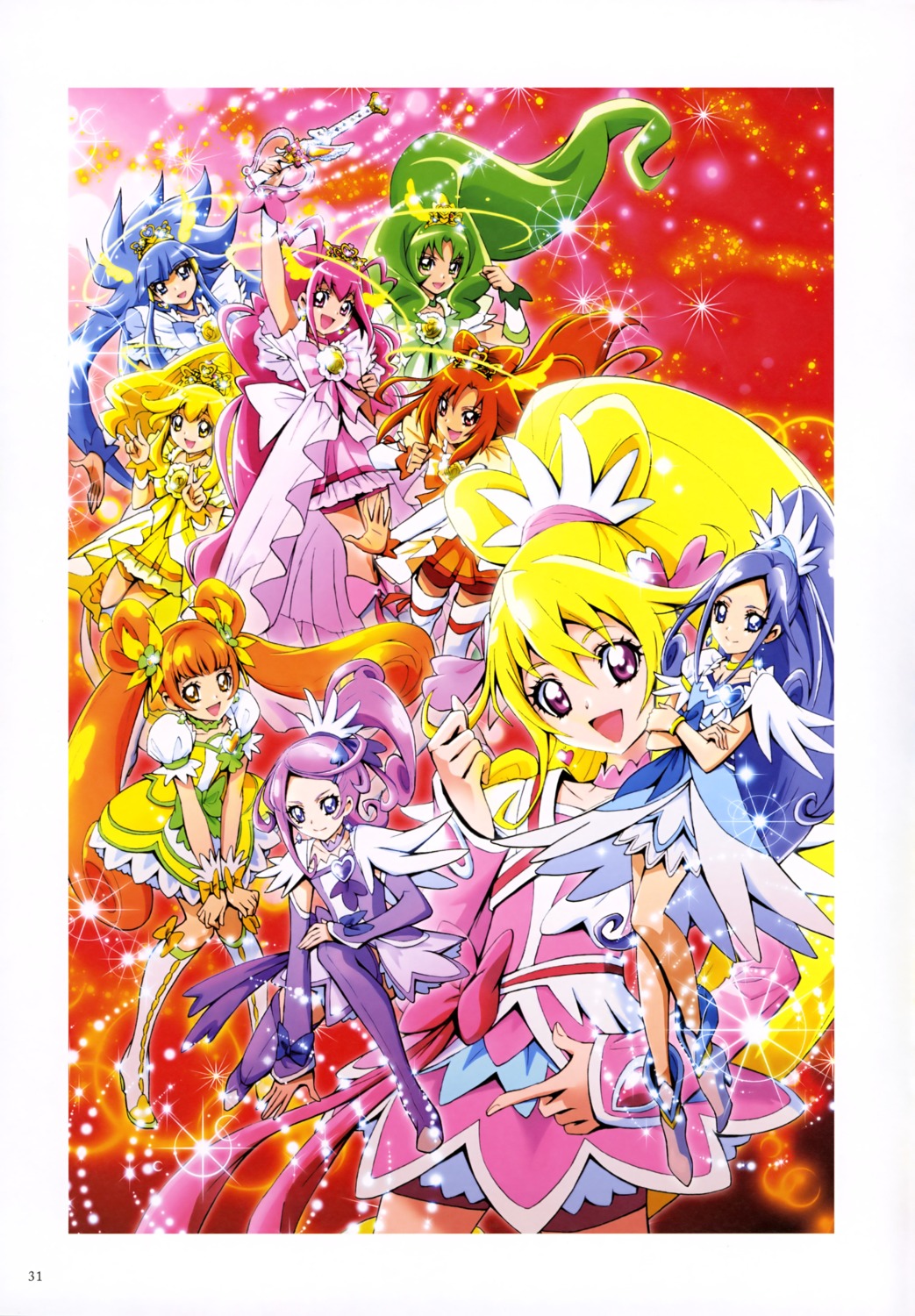 aida_mana aoki_reika bike_shorts dokidoki!_precure dress heels hino_akane hishikawa_rikka hoshizora_miyuki kamikita_futago kenzaki_makoto kise_yayoi midorikawa_nao precure smile_precure! thighhighs weapon yotsuba_alice