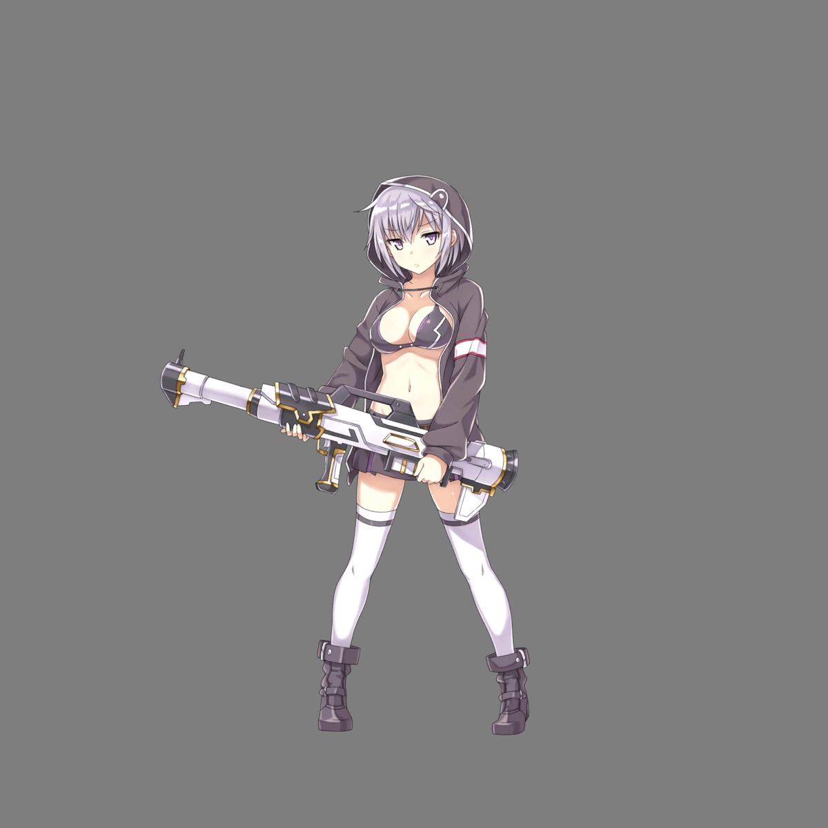 bikini_top heels hoshi_no_girls_odyssey open_shirt swimsuits thighhighs transparent_png weapon