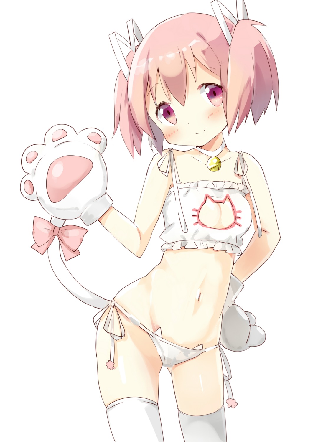 bra cleavage kaname_madoka pantsu puella_magi_madoka_magica string_panties tail thighhighs tsubaki_(tatajd)