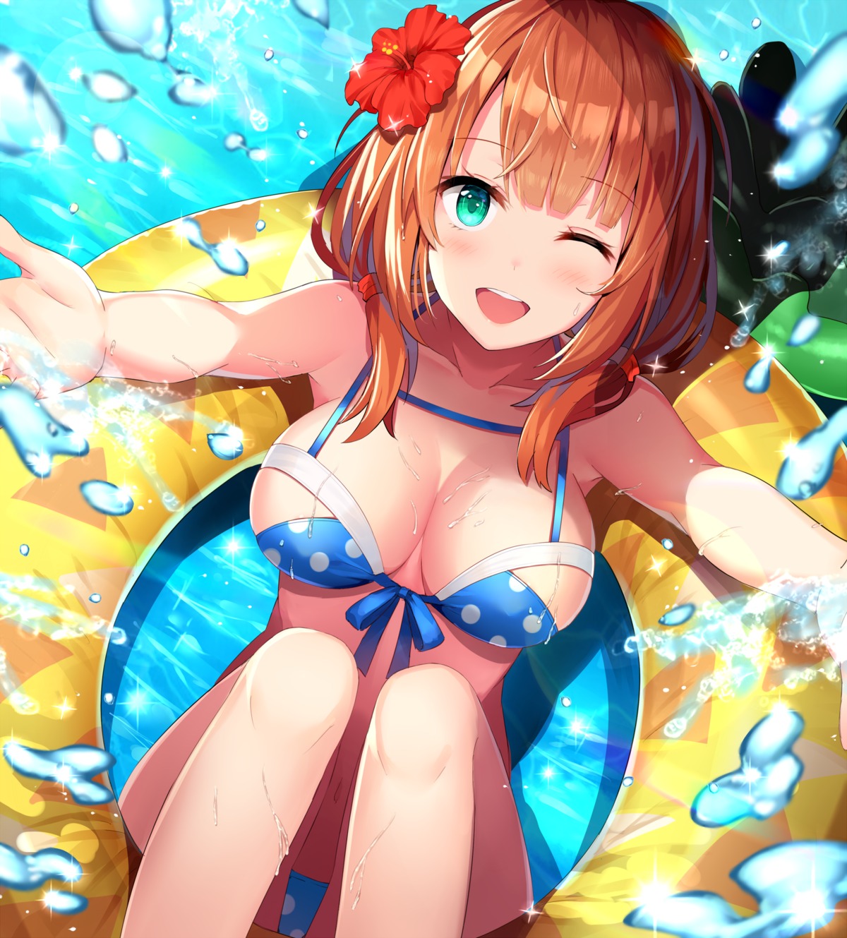 bikini cleavage rin_yuu swimsuits wet