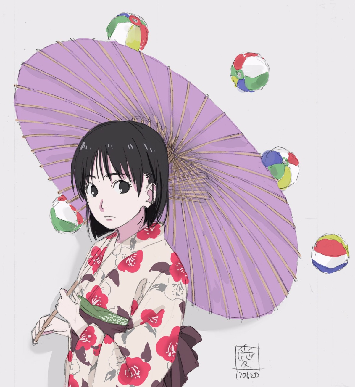 kimono taguchi_airi umbrella