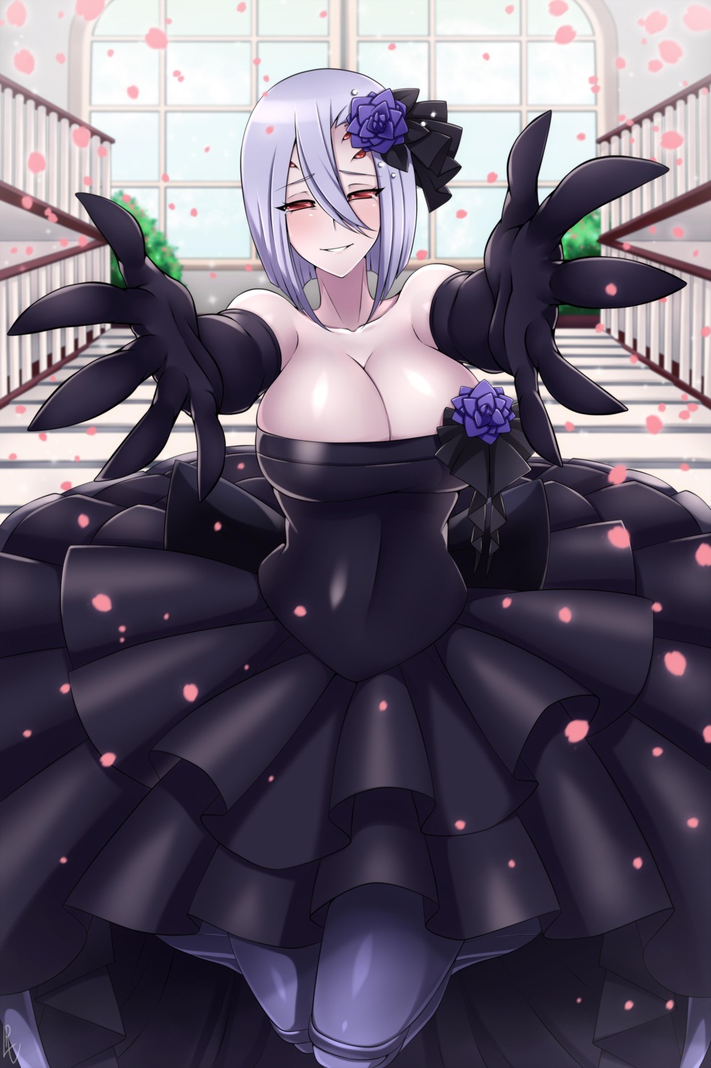 cleavage dress lindaroze monster_girl monster_musume_no_iru_nichijou possible_duplicate rachnera_arachnera wedding_dress